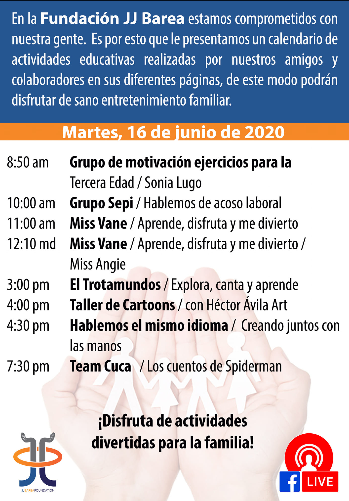 Educación, Entretenimiento y Deportes: Fundación JJ Barea - ONLINE