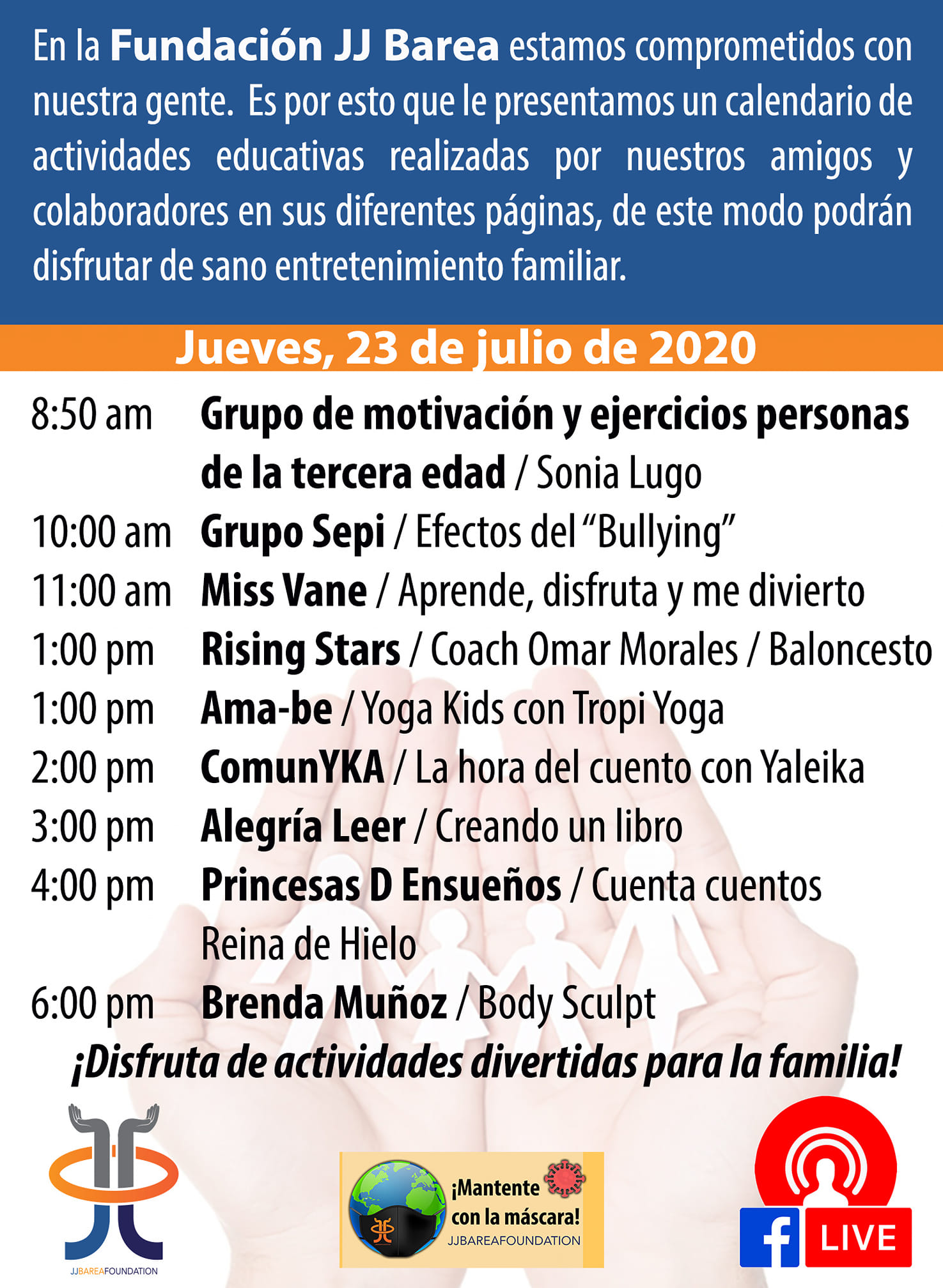 Educación, Entretenimiento y Deportes: Fundación JJ Barea - ONLINE