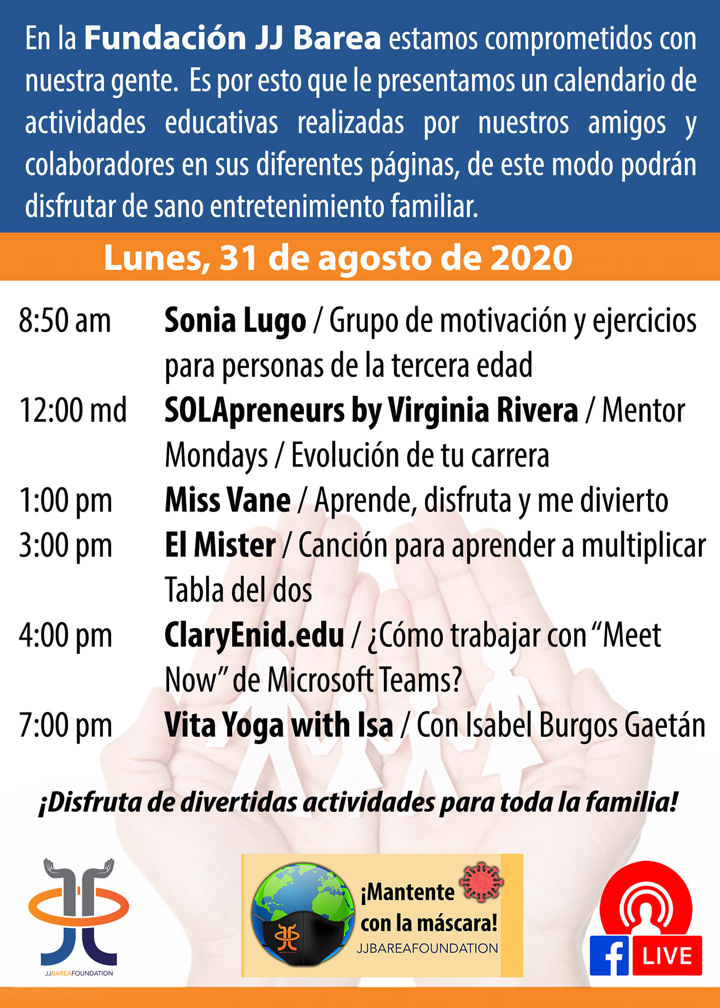 Educación, Entretenimiento y Deportes: Fundación JJ Barea - ONLINE