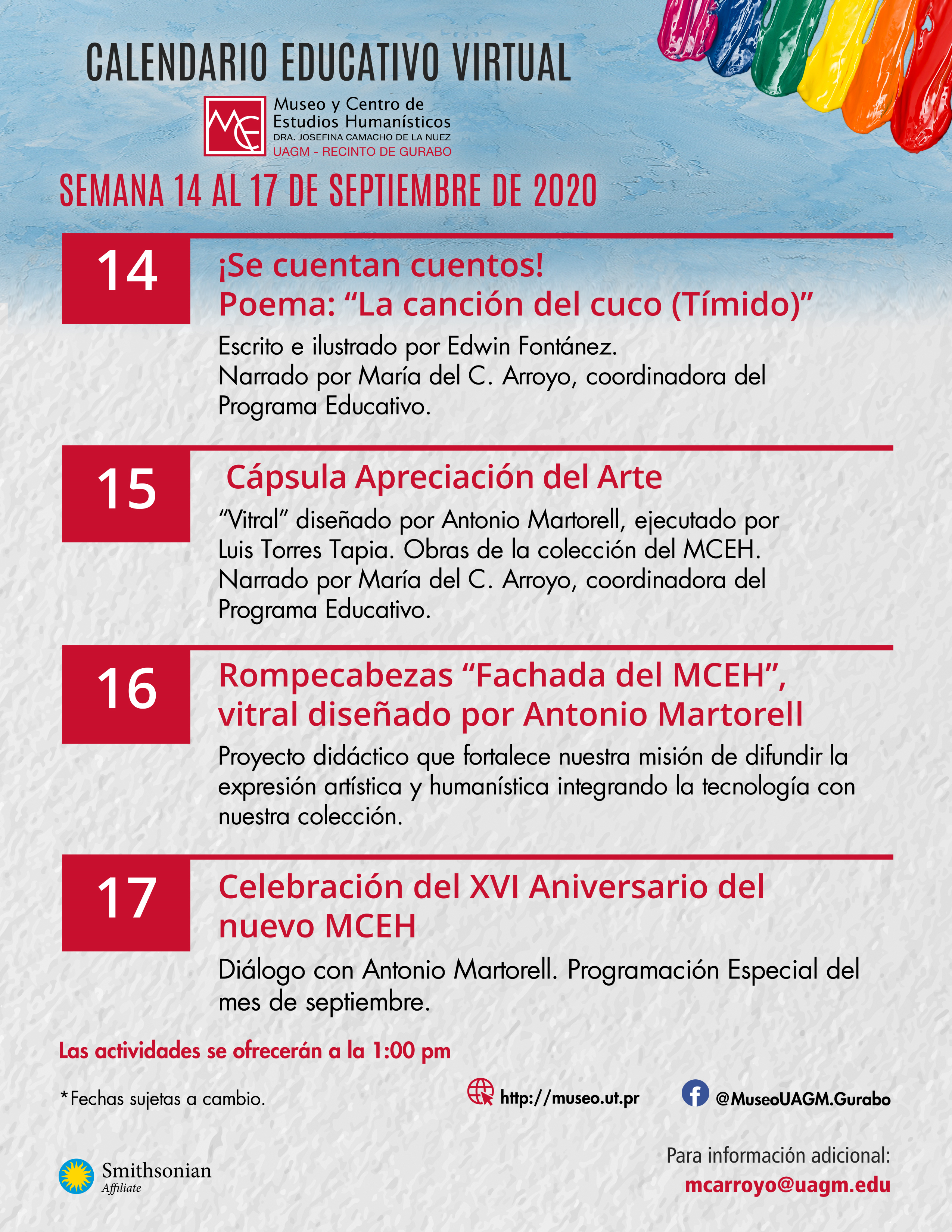 Calendario Educativo Virtual - Museo y Centro de Estudios Humanísticos