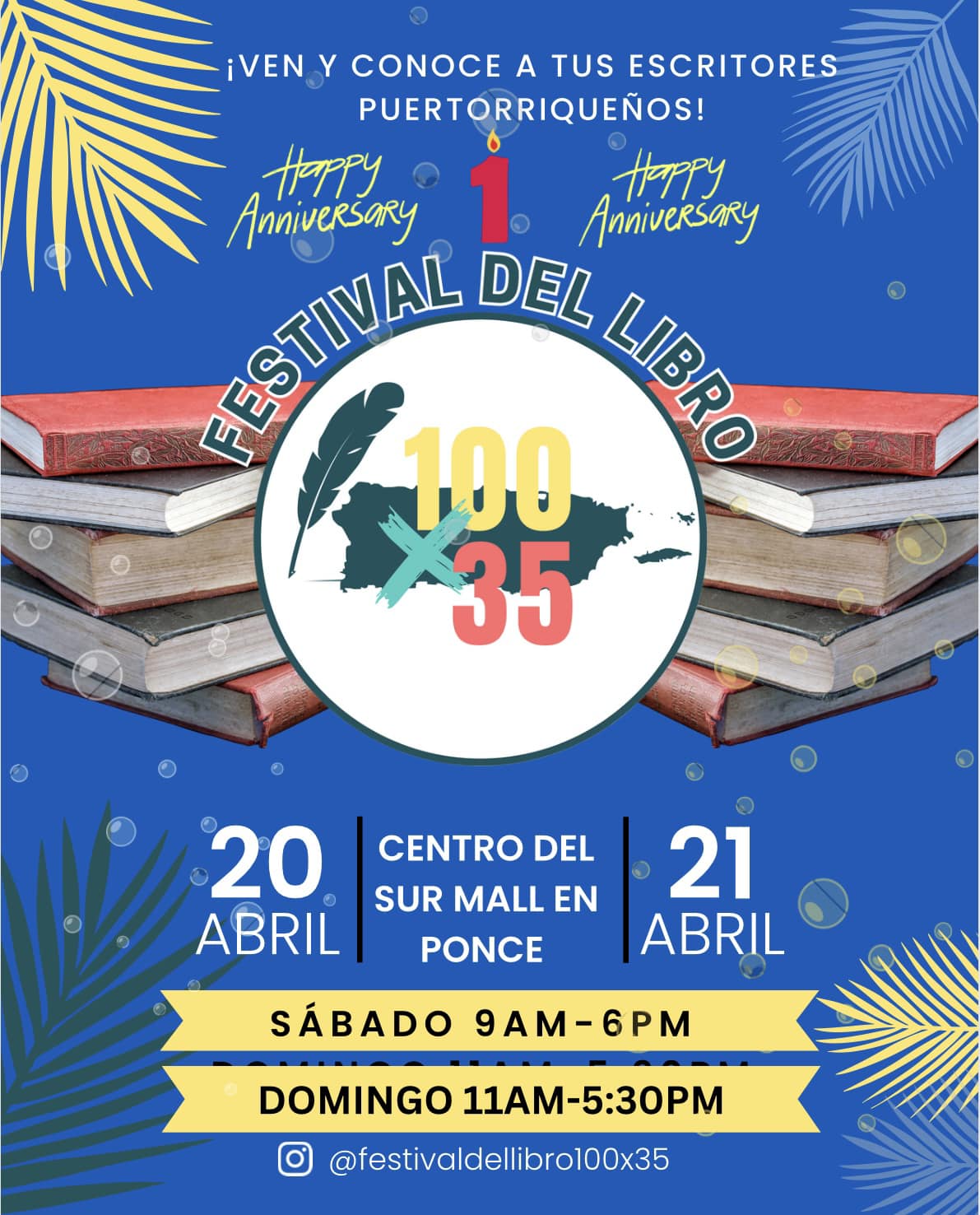 Primer Aniversario del Festival de libros 100 x 35 PR - Centro del Sur Mall