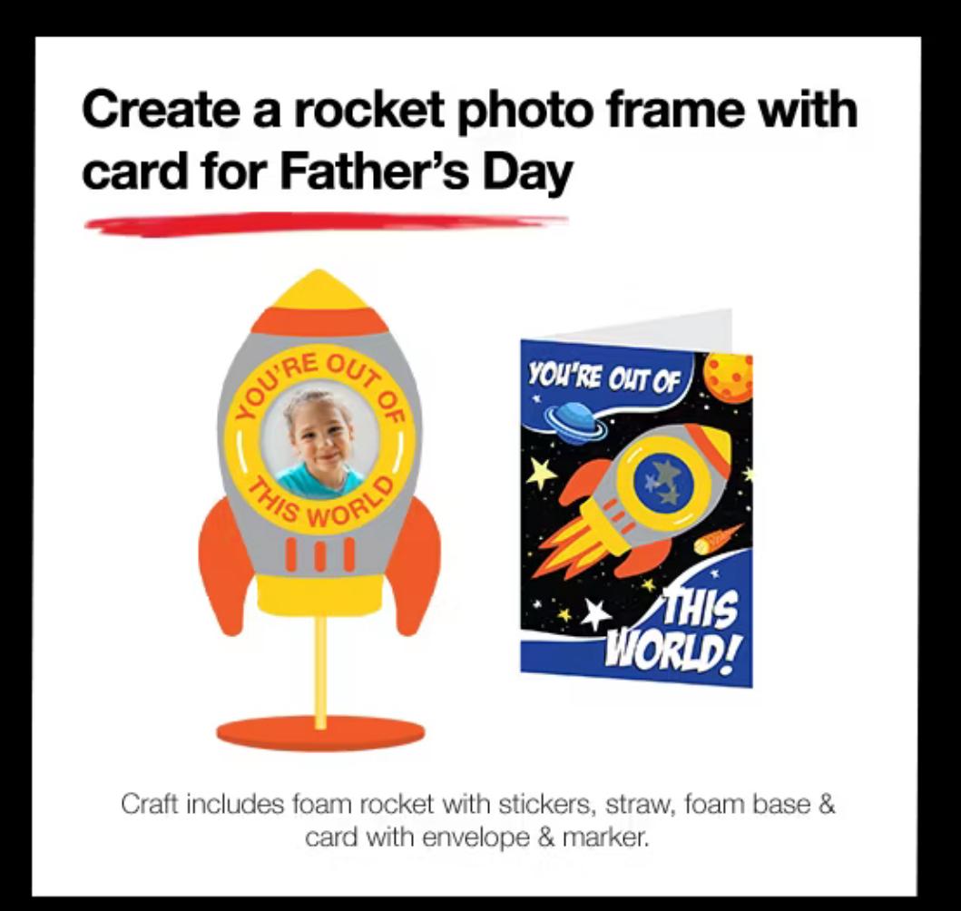 Rocket photo frame with card for Father's Day - Kids Zone JCPenney
