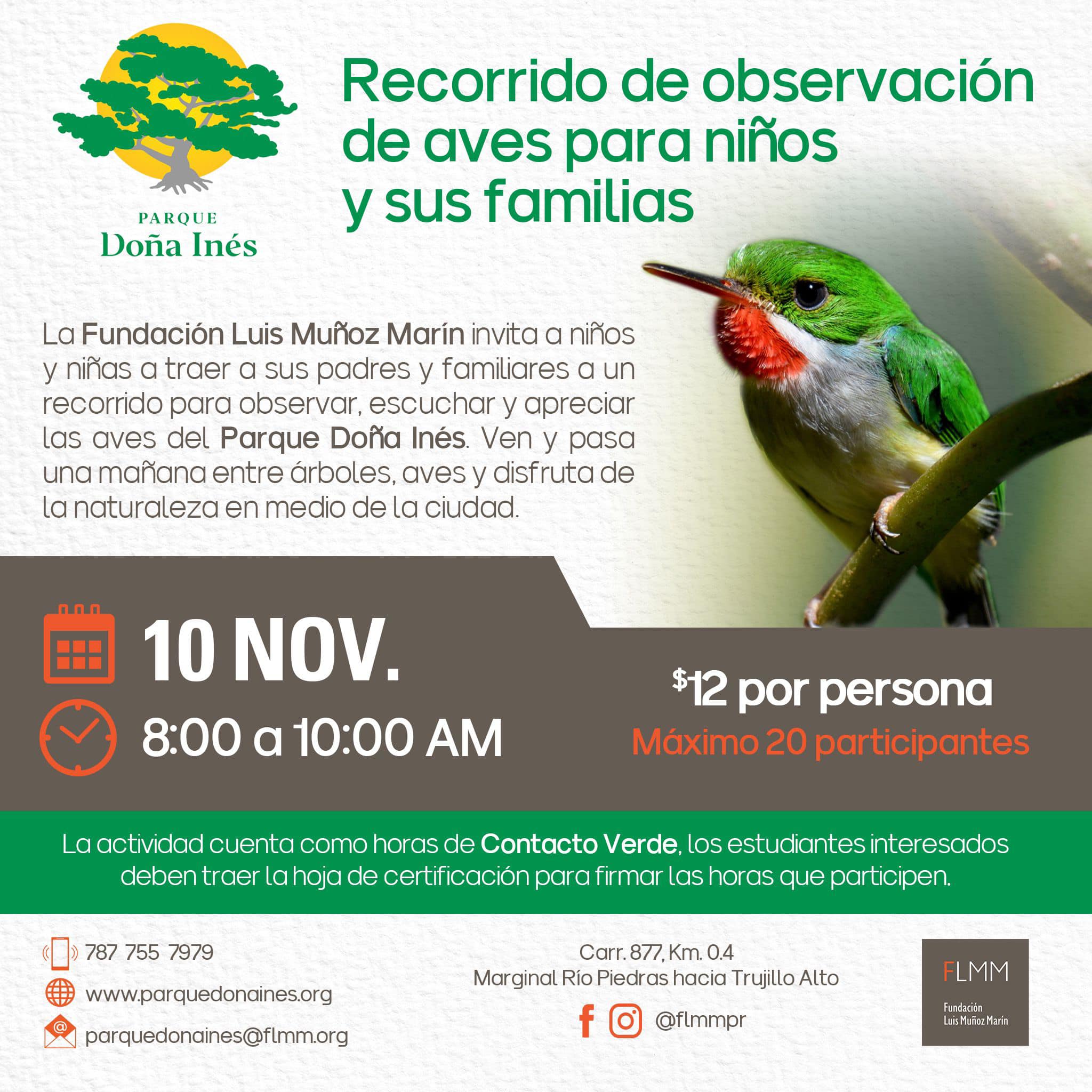 Recorrido de Observación de aves par niños y sus familias