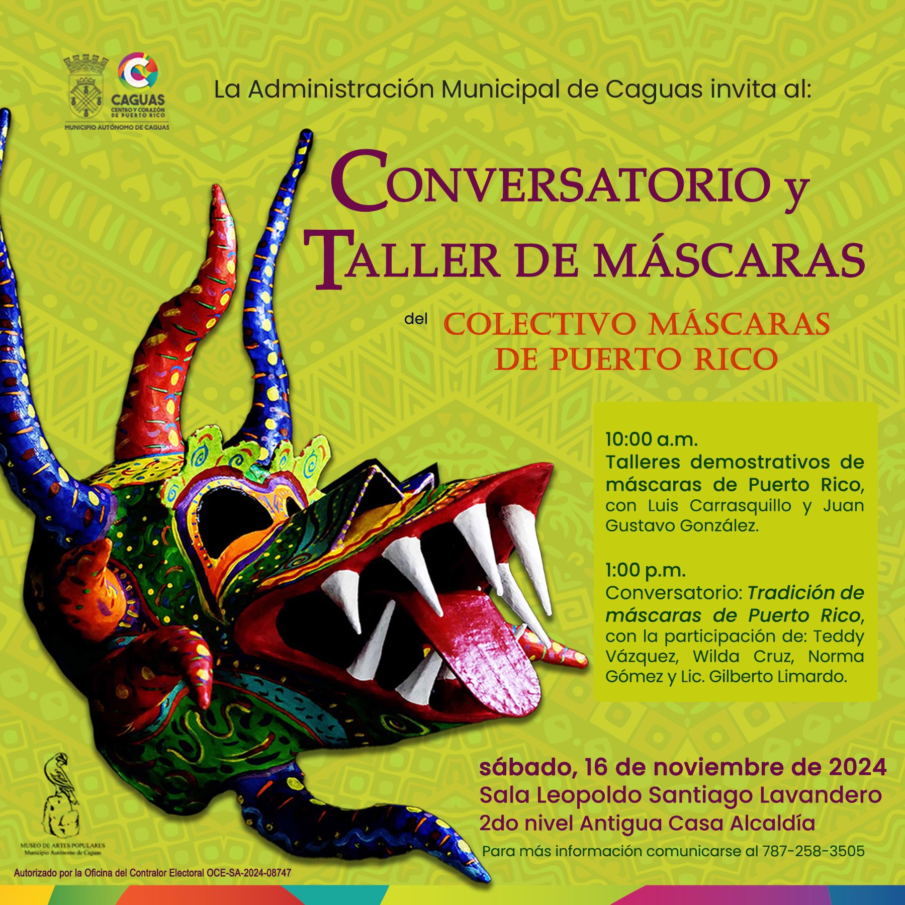 Conversatorio y Taller de Máscaras del “Colectivo Máscaras de Puerto Rico"