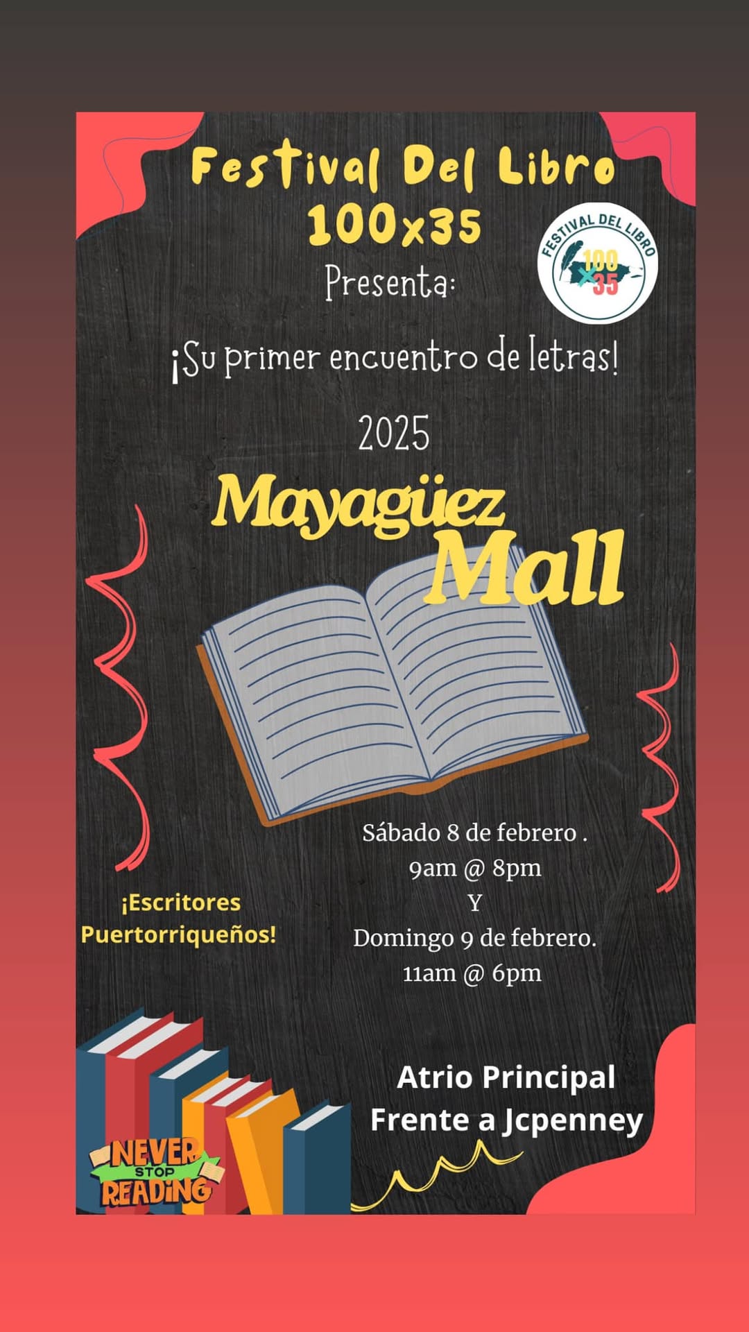 Festival de libros 100 x 35 PR - Mayagüez Mall