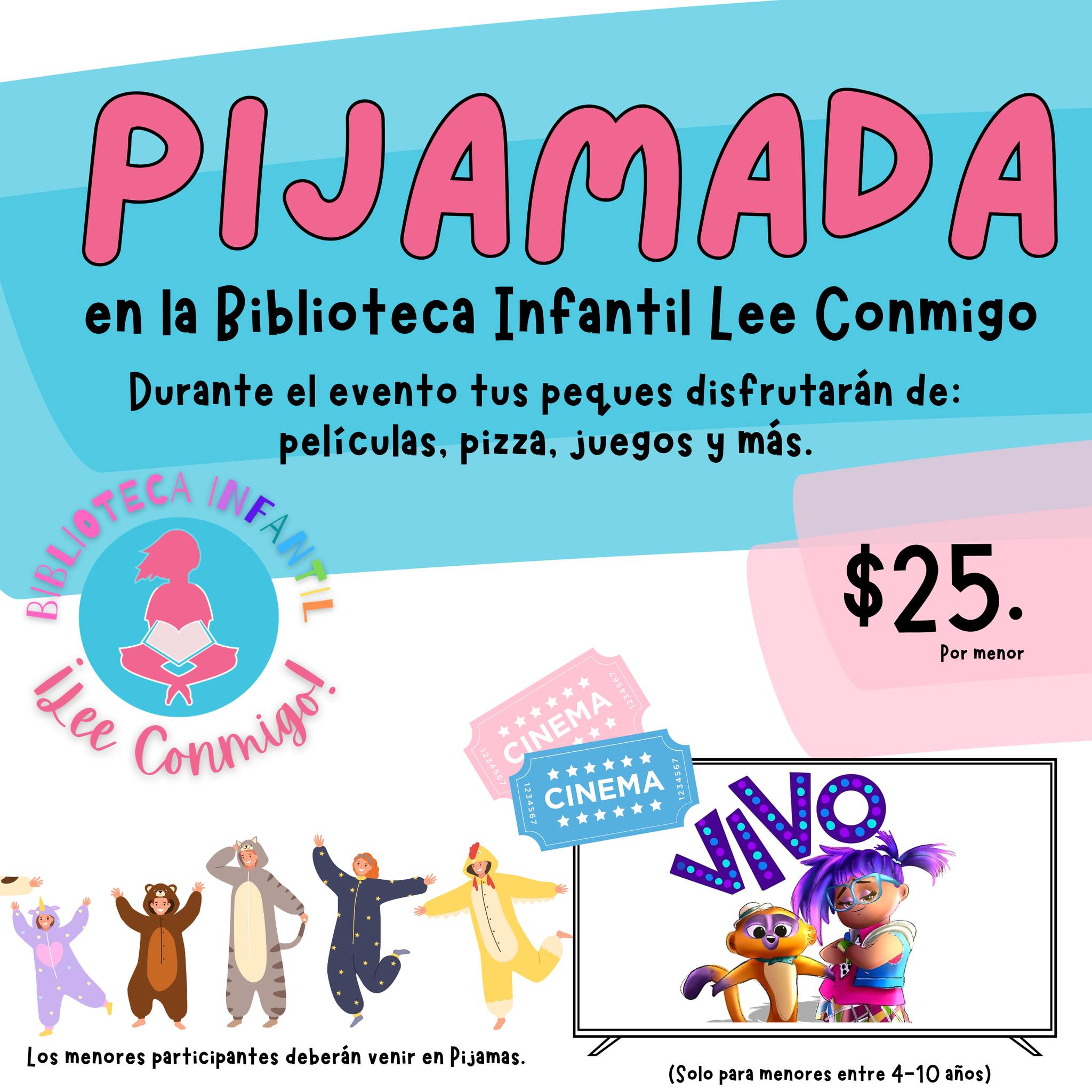 Pijamada en Biblioteca Infantil Lee Conmigo