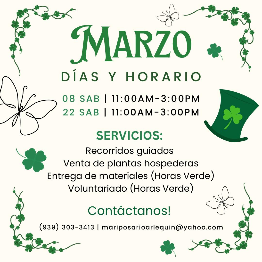 Marzo en el Mariposario Arlequín