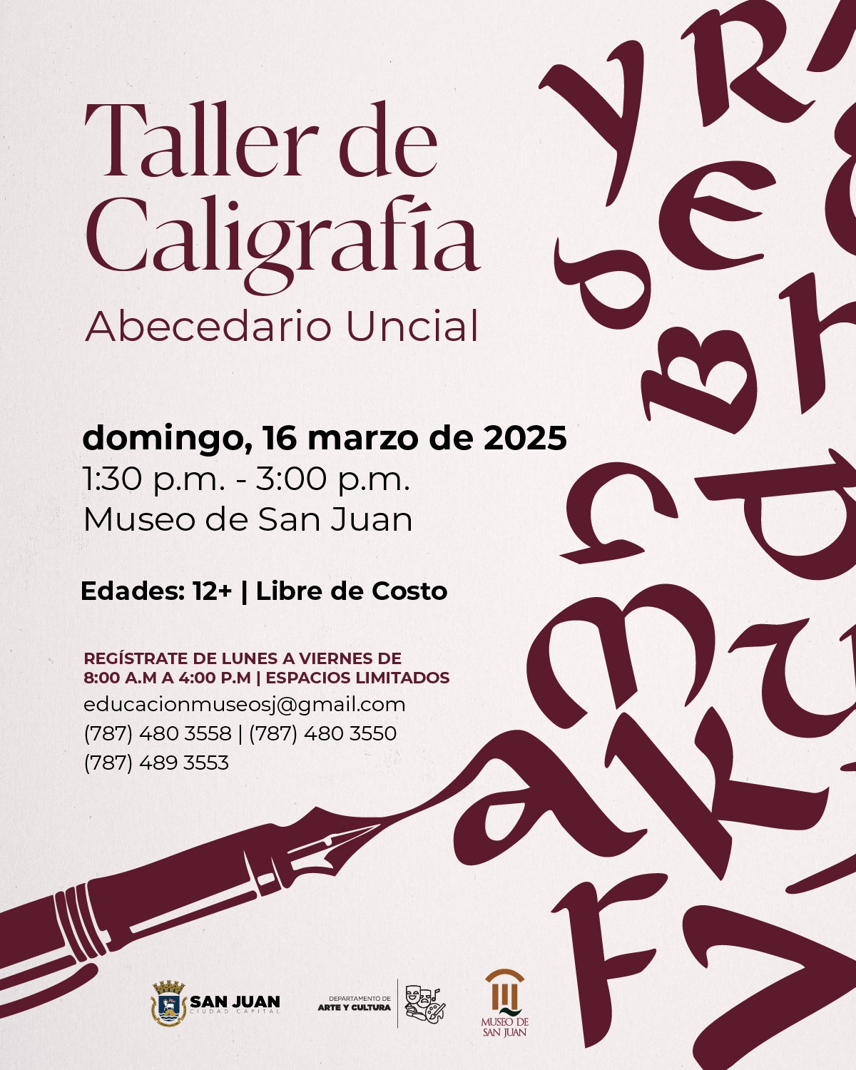 Taller de Caligrafía: Abecedario Uncial - Museo de San Juan