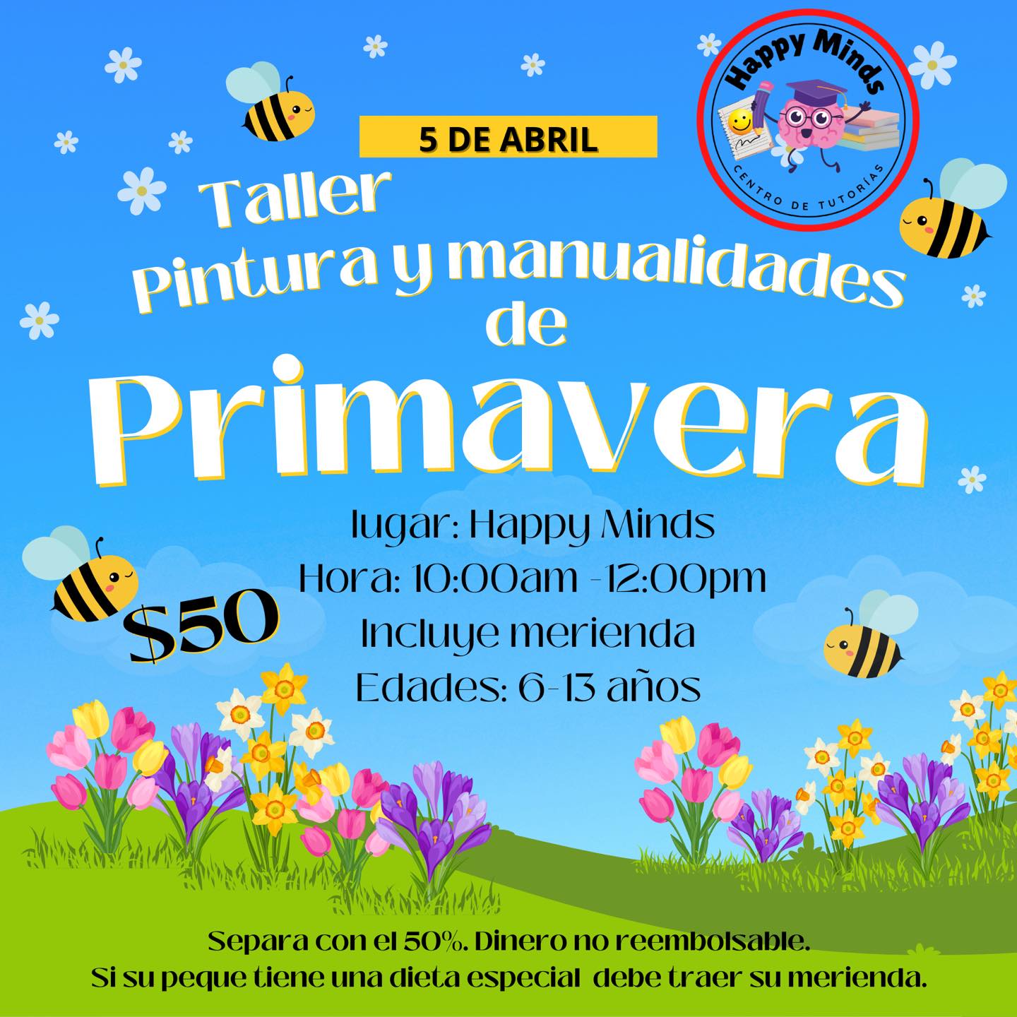 Taller de pintura y manualidades de Primavera - Happy Minds