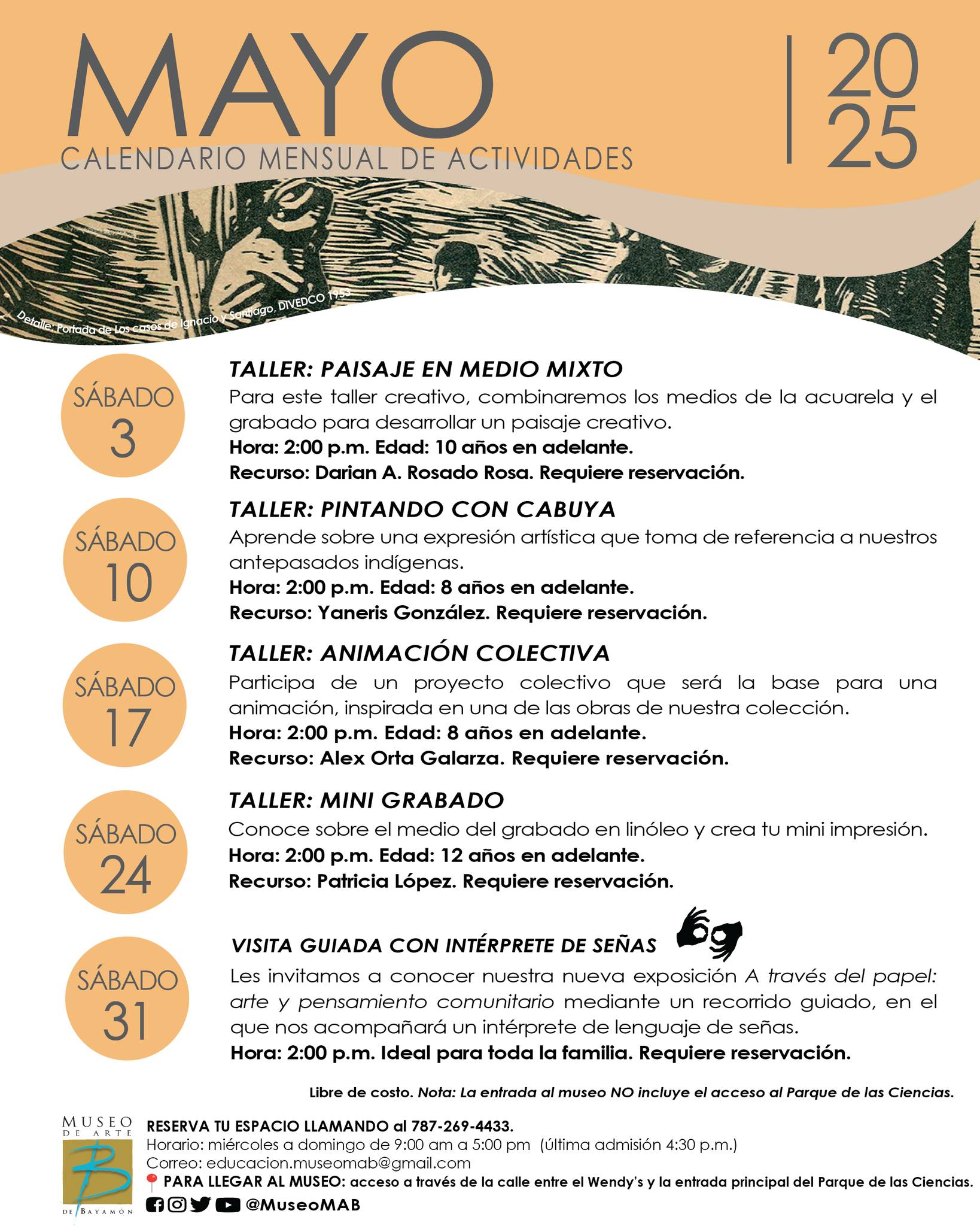 Calendario de Actividades (Mayo) - Museo de Arte de Bayamón