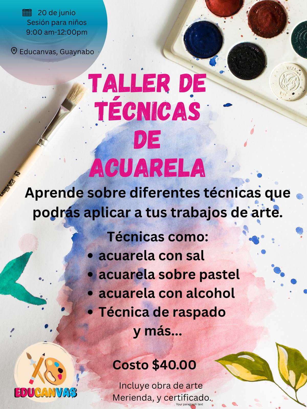 Taller de Técnicas de Acuarela - Educanvas Arte y Terapias