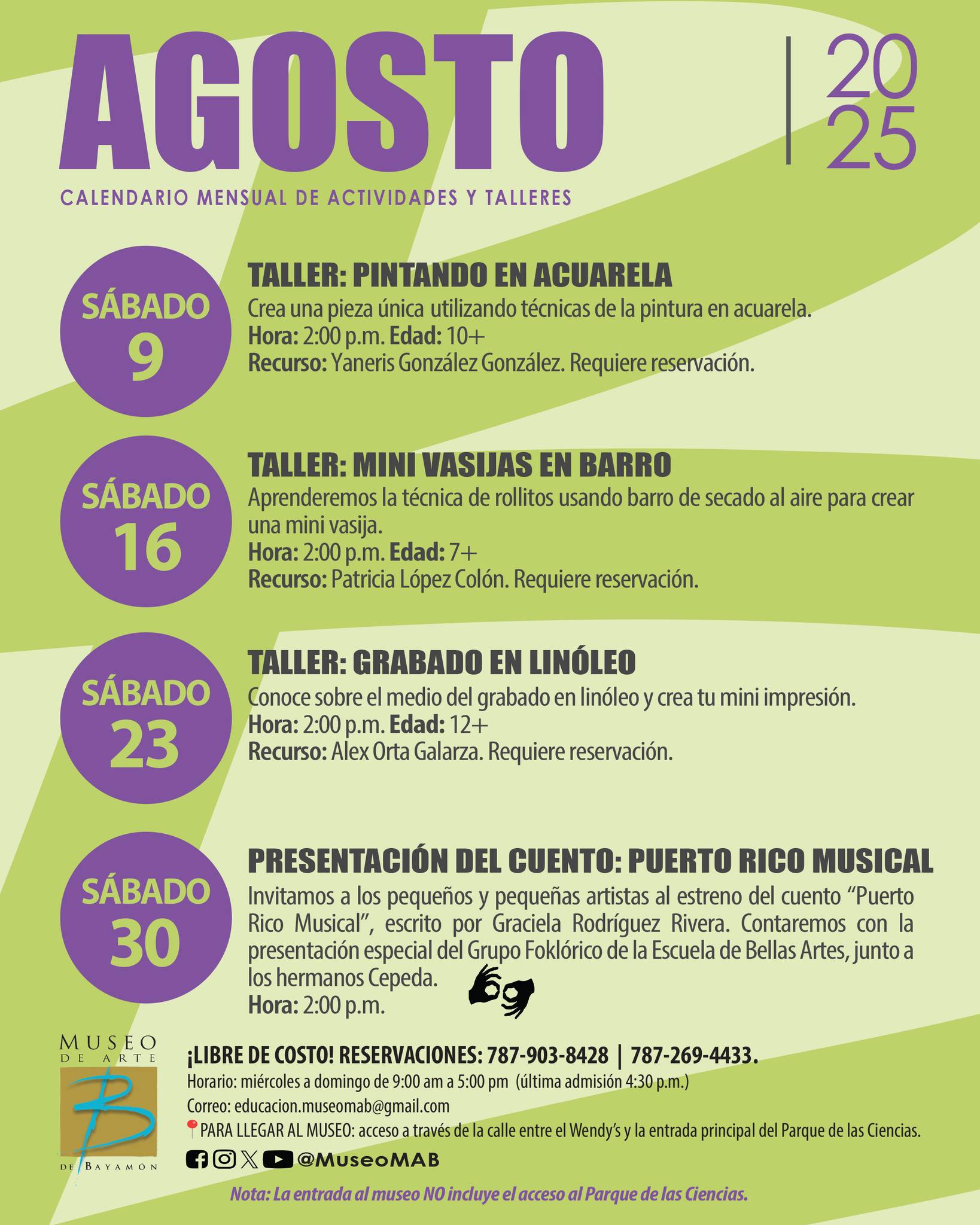Actividades y Talleres - Museo de Arte de Bayamón