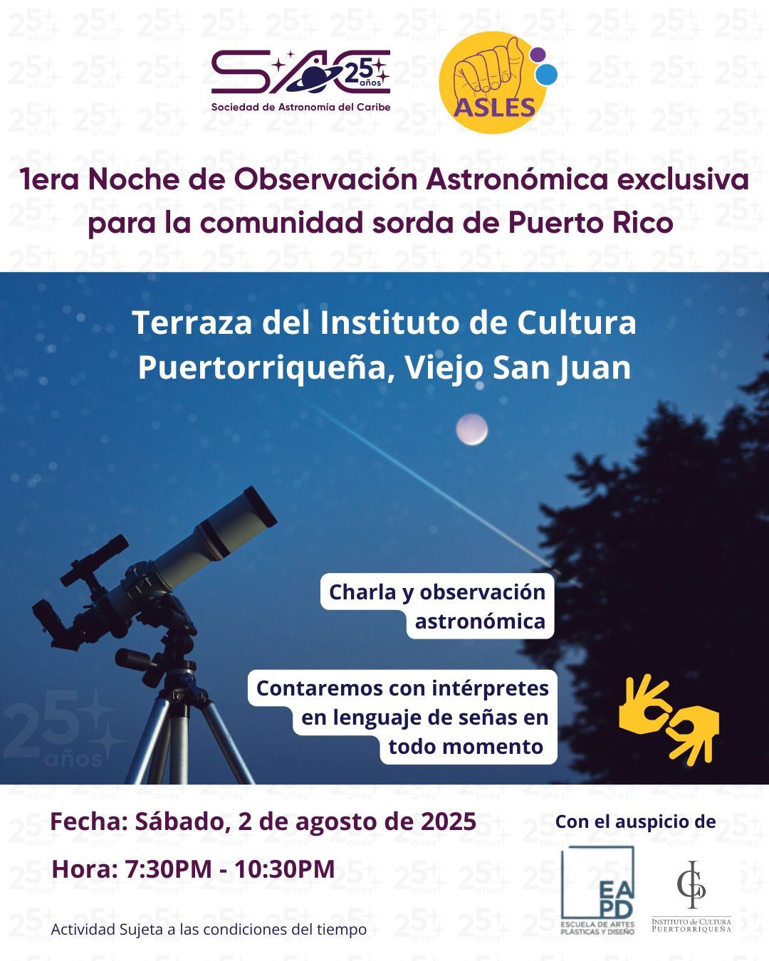 Noche de Observación Astronómica (exclusiva para la comunidad sorda) - Sociedad de Astronomía del Caribe