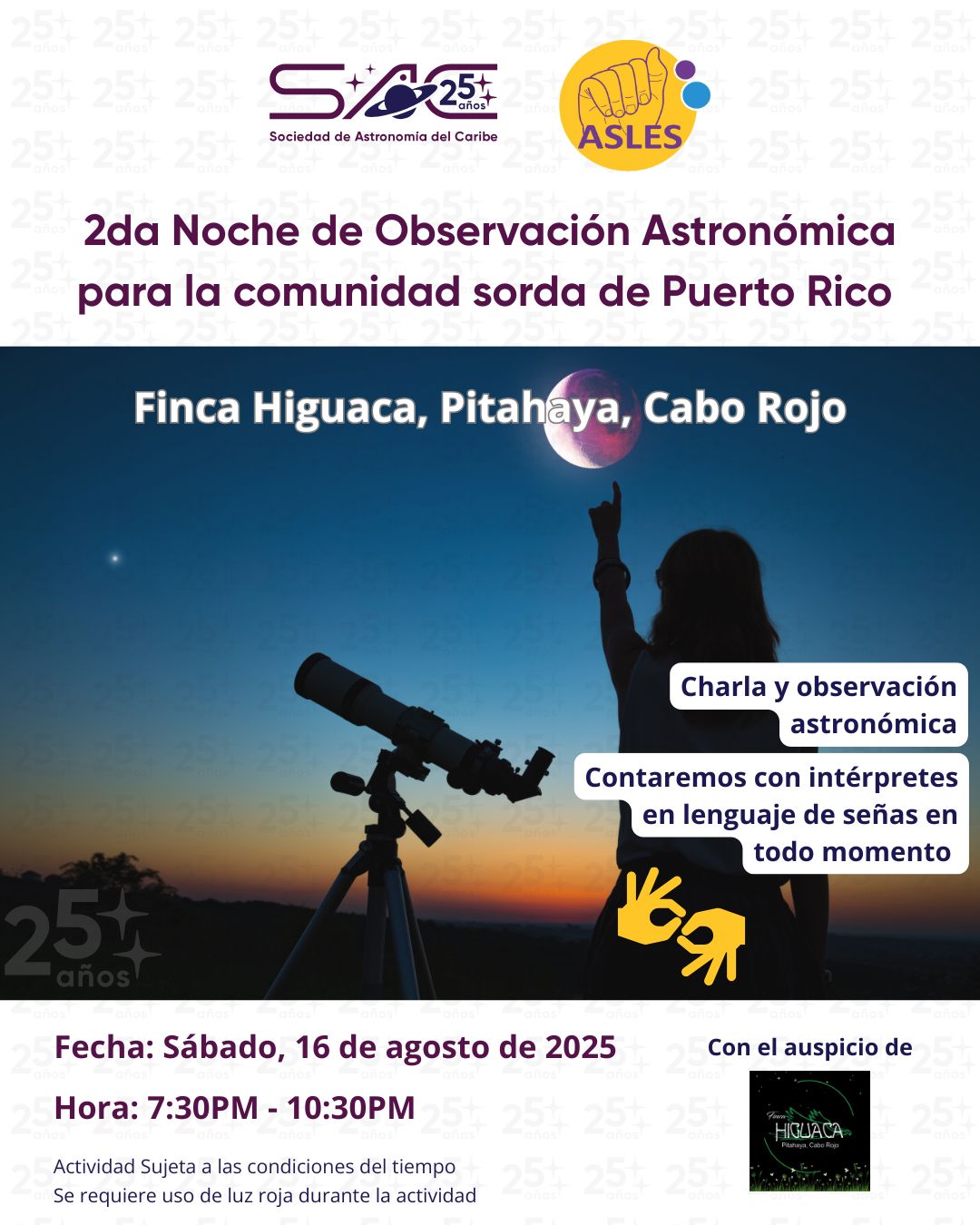 Noches de Observación Astronómica - Cabo Rojo