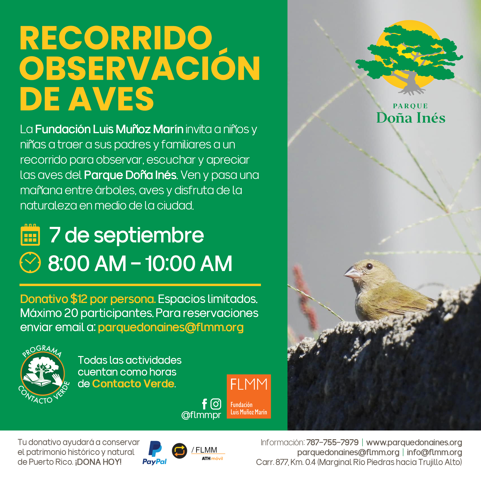 Recorrido: Observación de Aves - Parque Doña Inés