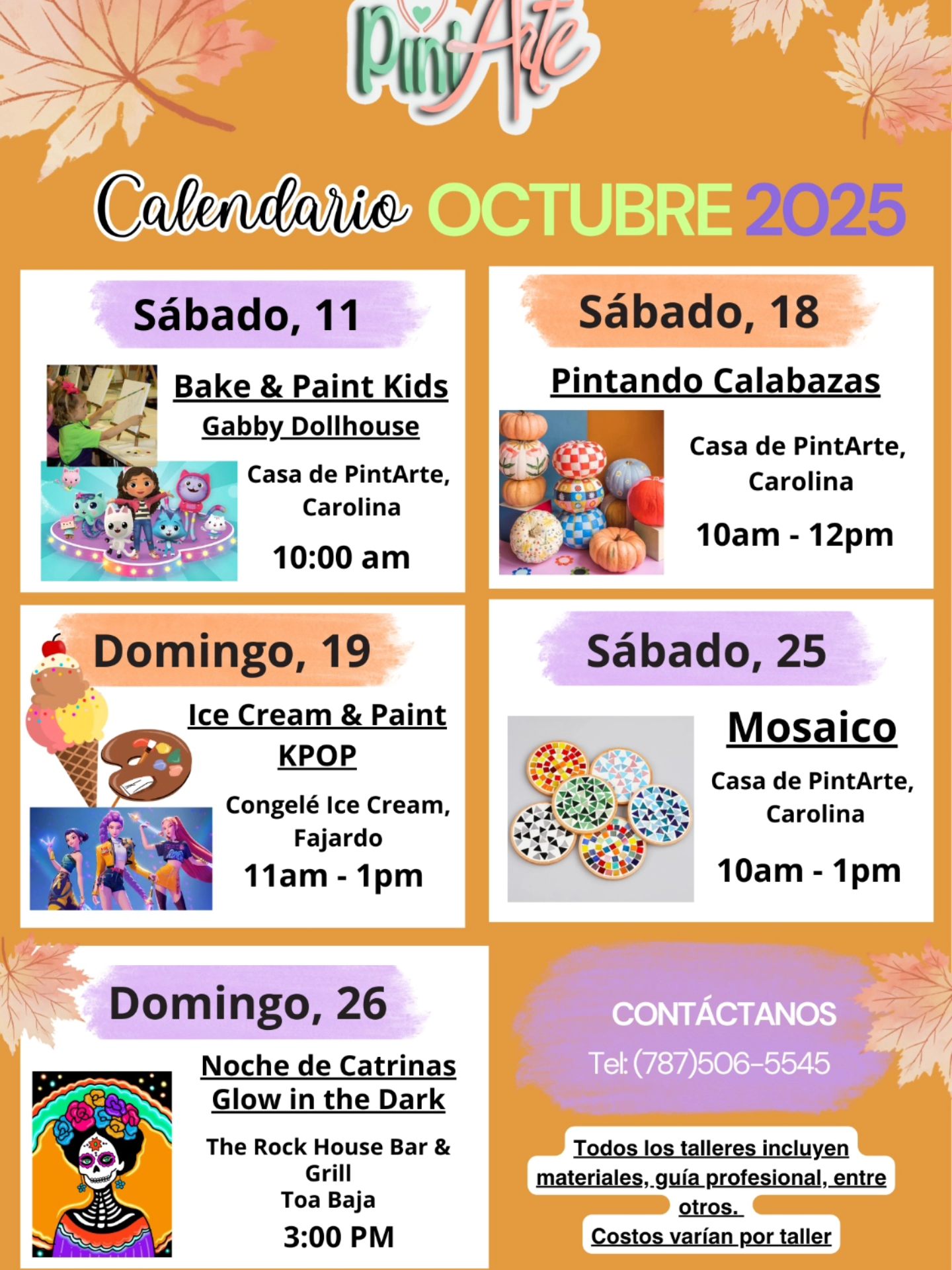 Calendario de Octubre - Pint Arte PR