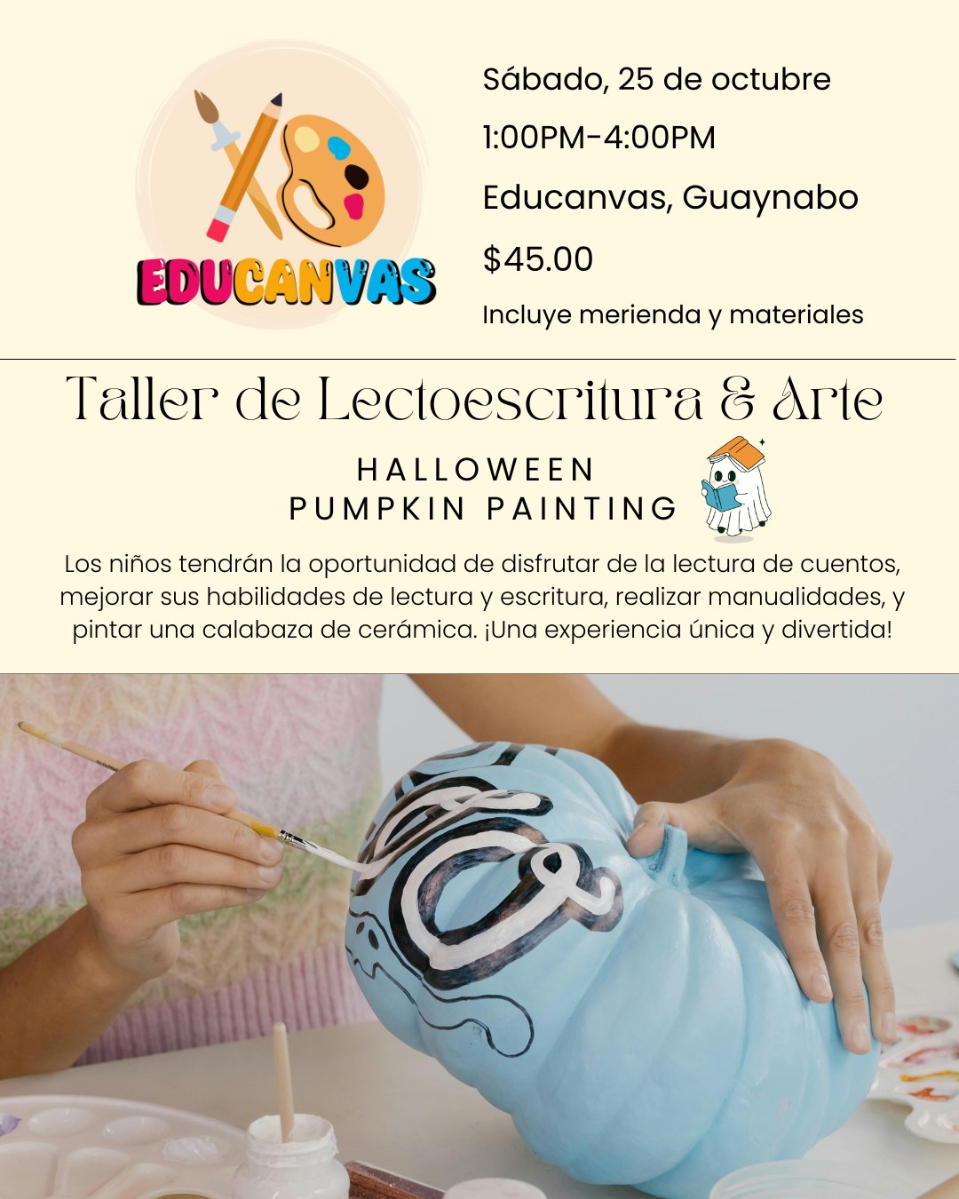 Taller de Lectoescritura y Arte: Halloween Pumpkin Painting - Educanvas Arte y Terapias