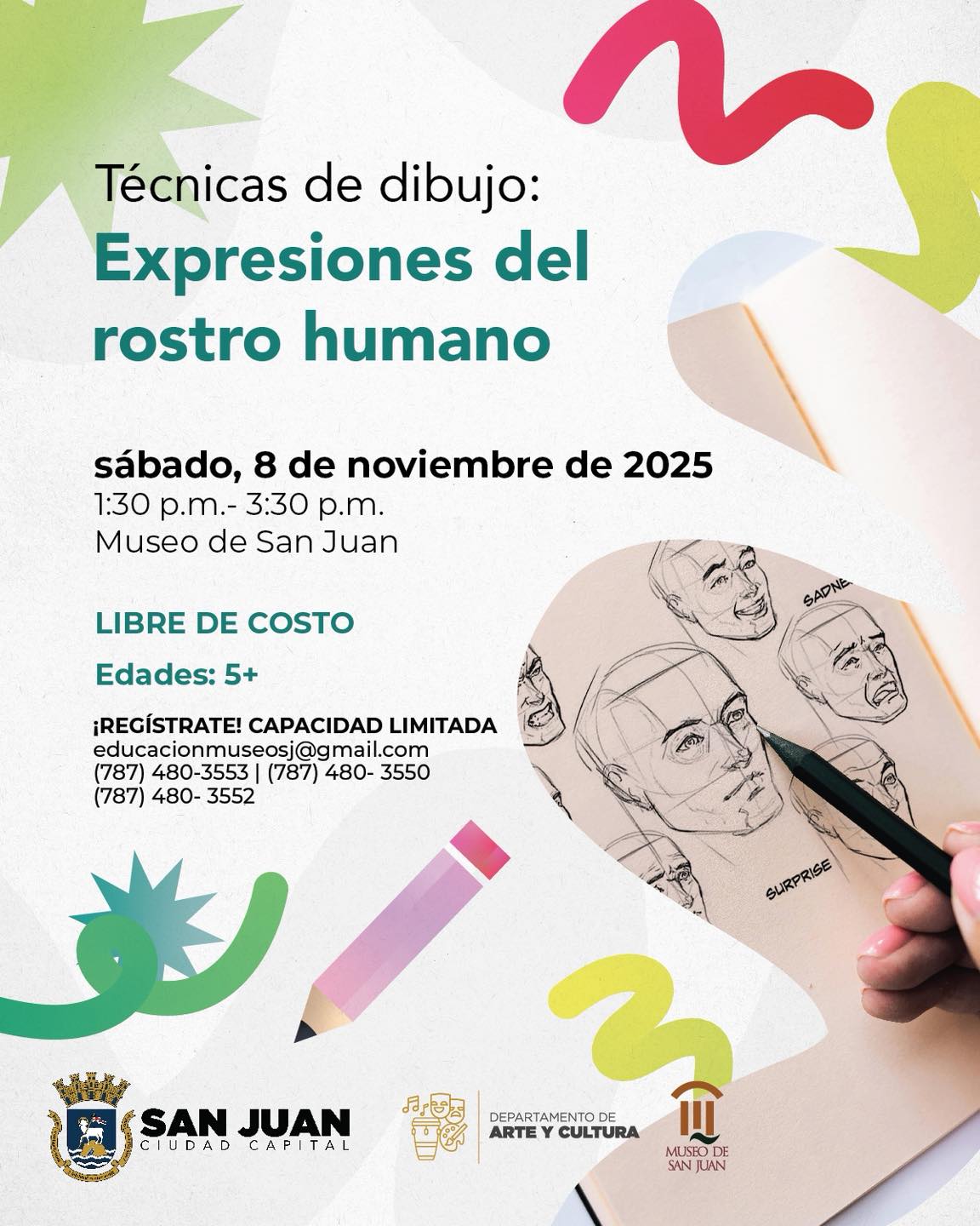 Técnicas de dibujo: Expresiones del rostro humano - Museo de San Juan