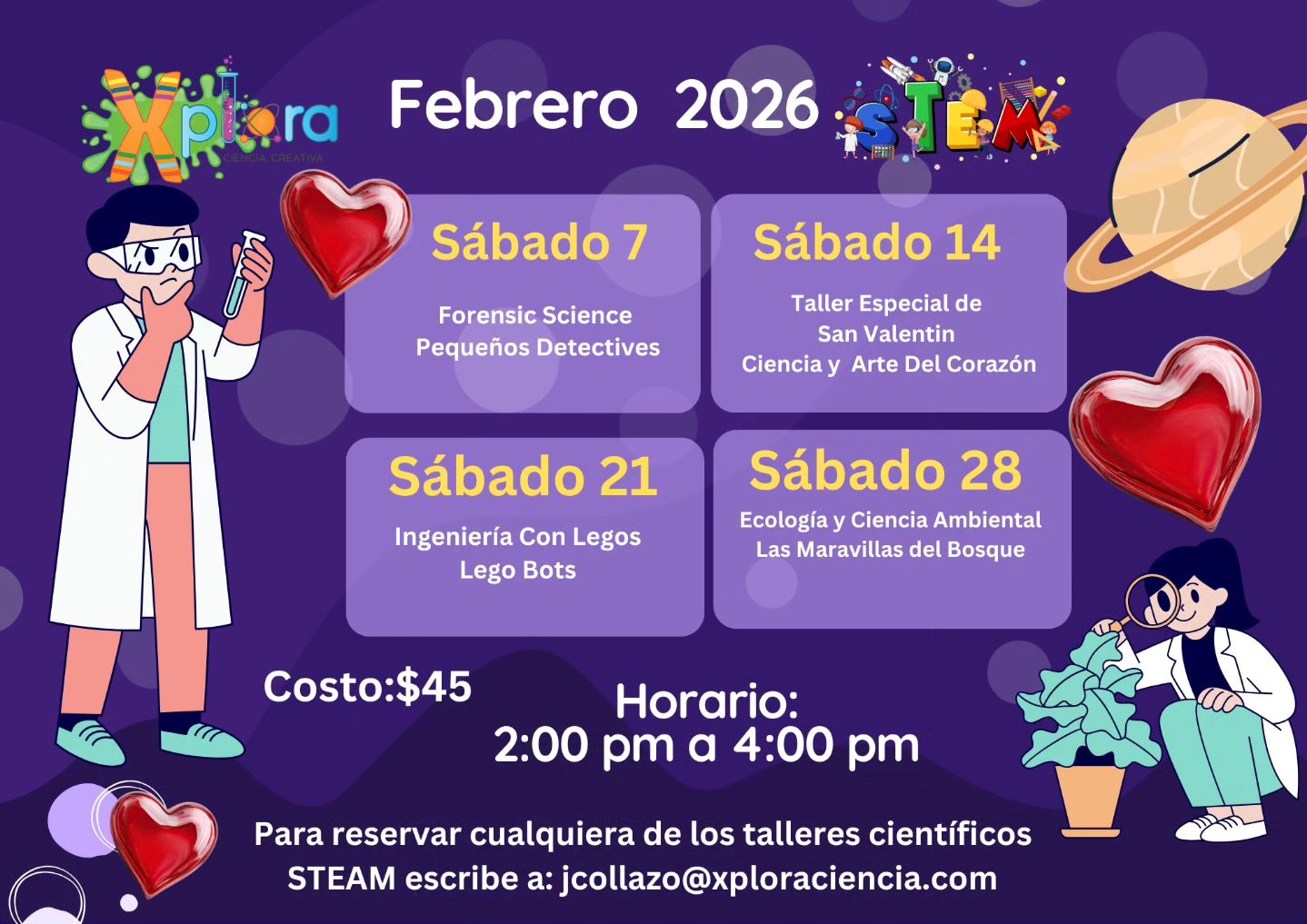 Talleres Científicos (Febrero) - Xplora Ciencia Creativa