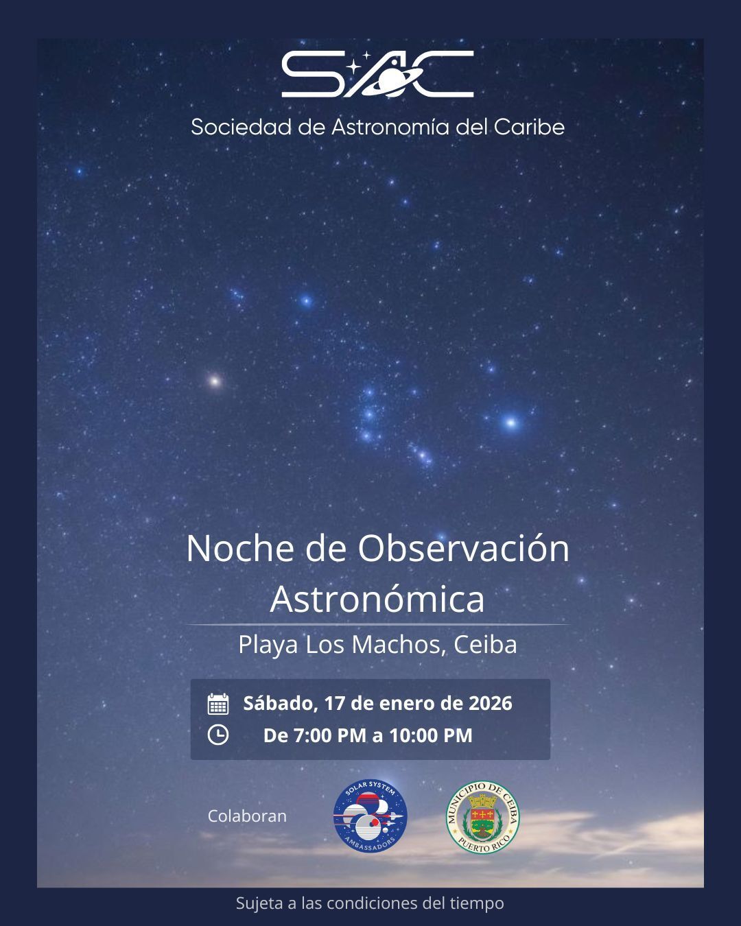 Noche de Observación Astronómica - Sociedad de Astronomía del Caribe
