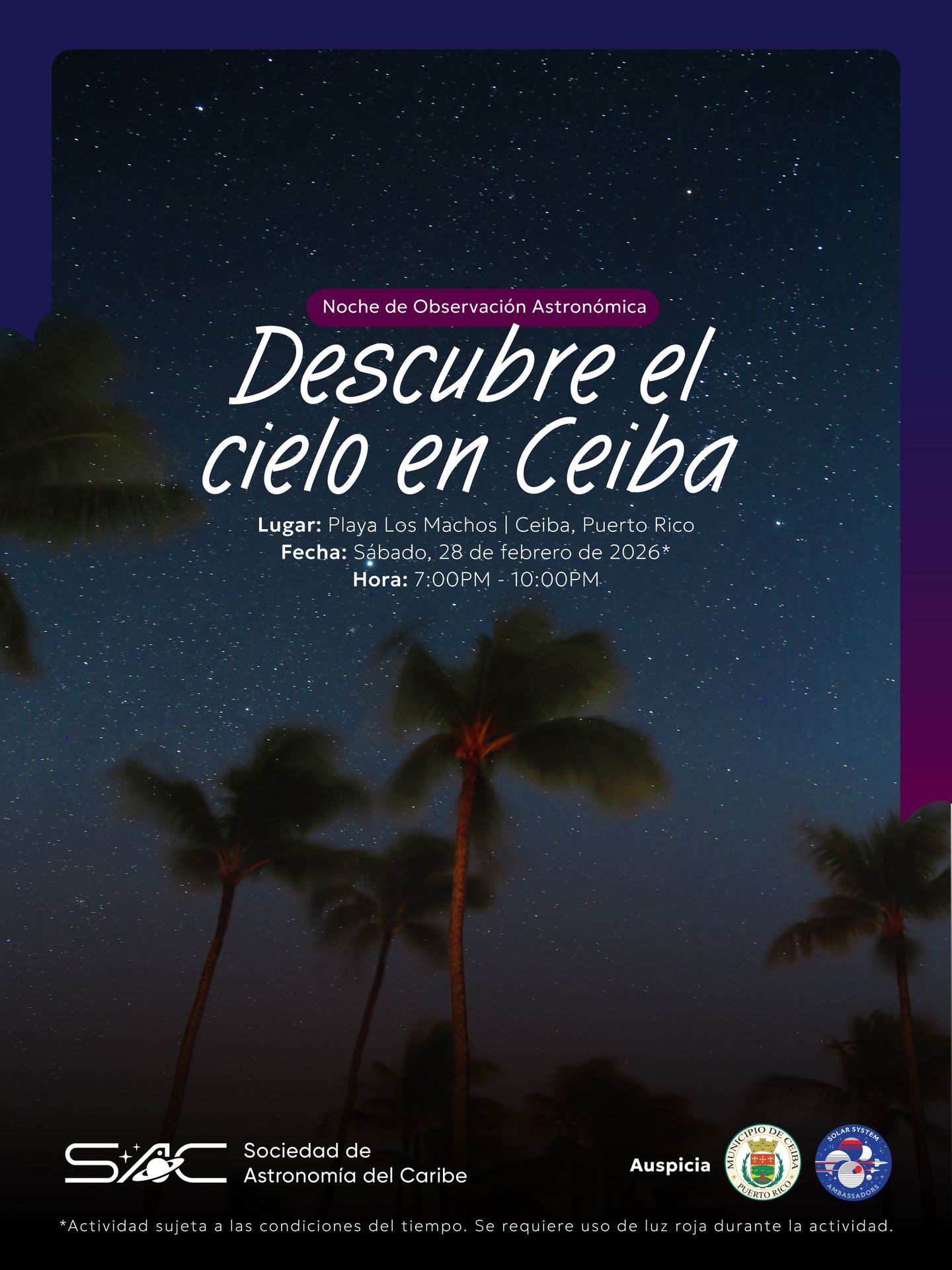 Noche de Observación Astronómica - Sociedad de Astronomía del Caribe