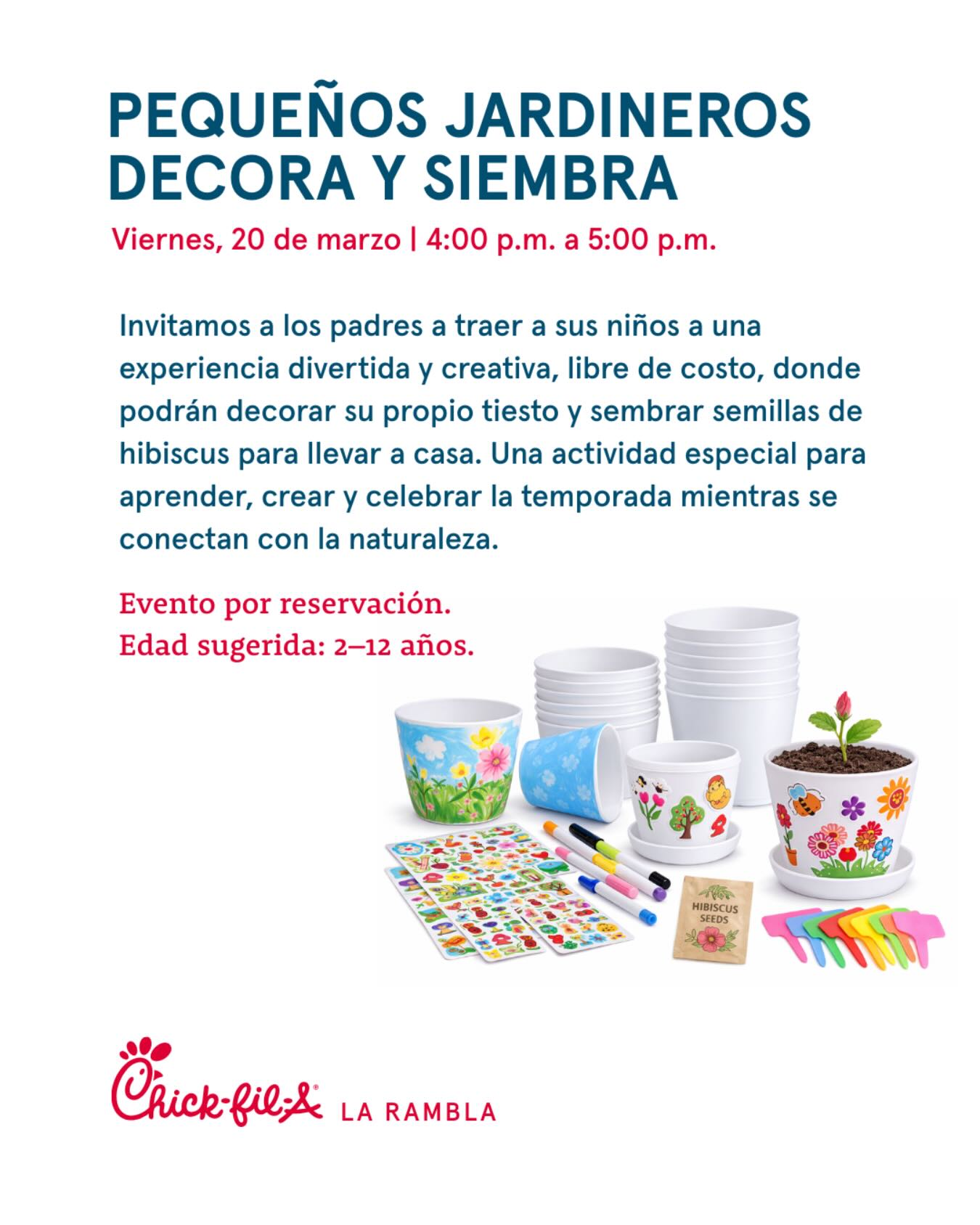 Pequeños Jardineros: Decora y Siembra- Chick-fil-A La Rambla (Ponce)