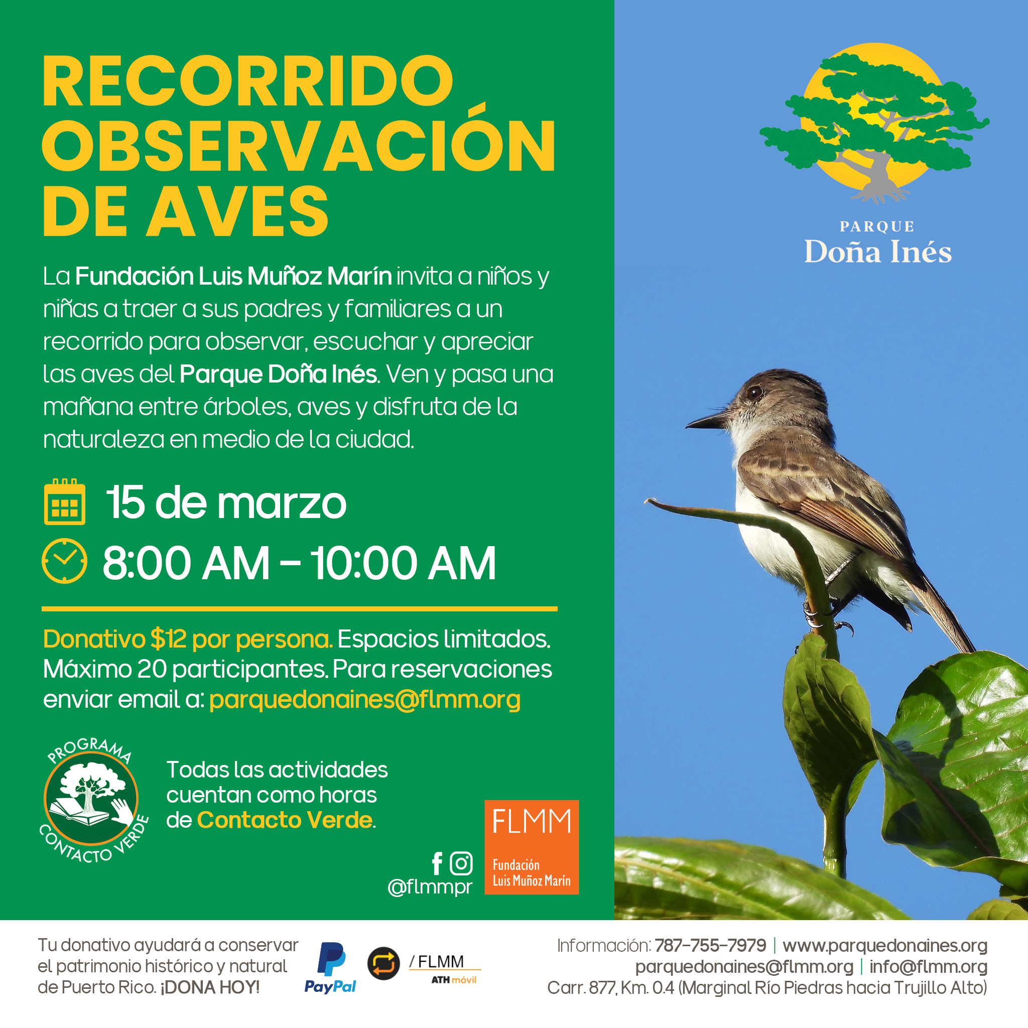 Recorrido: Observación de Aves - Parque Doña Inés
