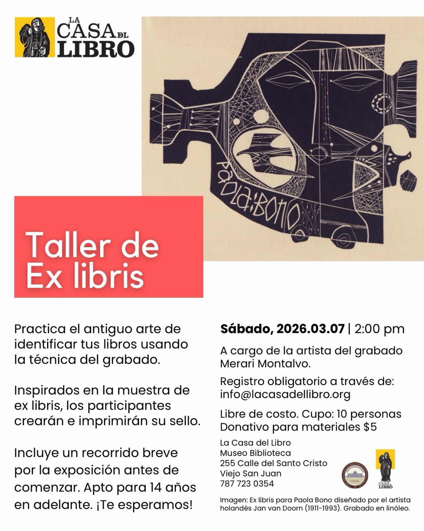 Taller de Ex libris - Museo Biblioteca la casa del Libro