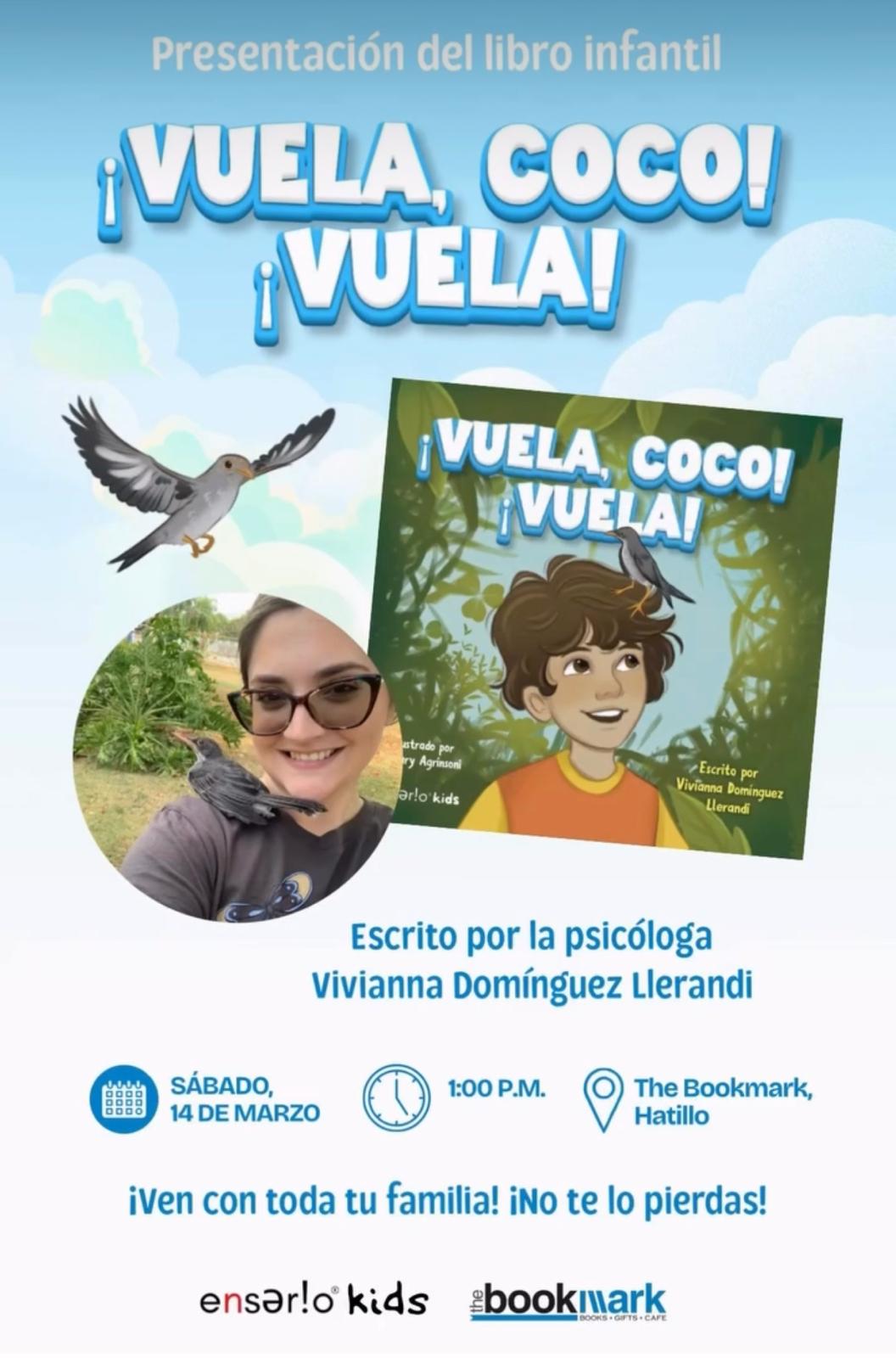 Presentación del libro infantil: "¡Vuela Coco! ¡Vuela!" - Librería The Bookmark (Hatillo)
