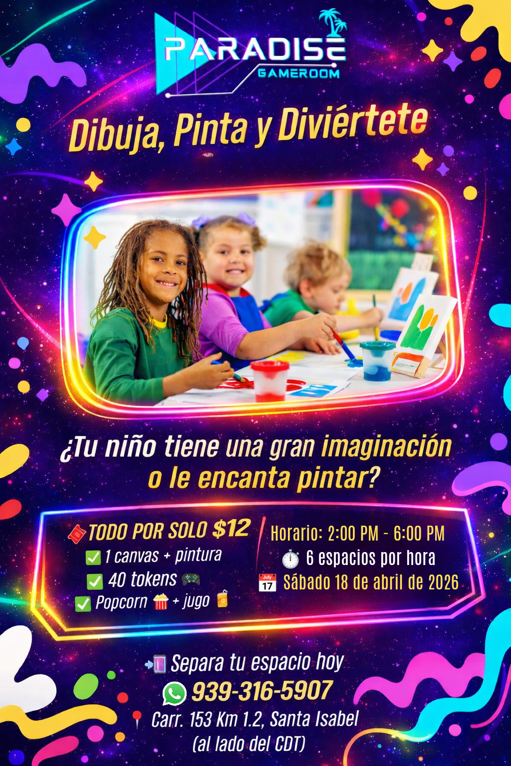 Dibuja, Pinta y Diviértete - Paradise Game Room