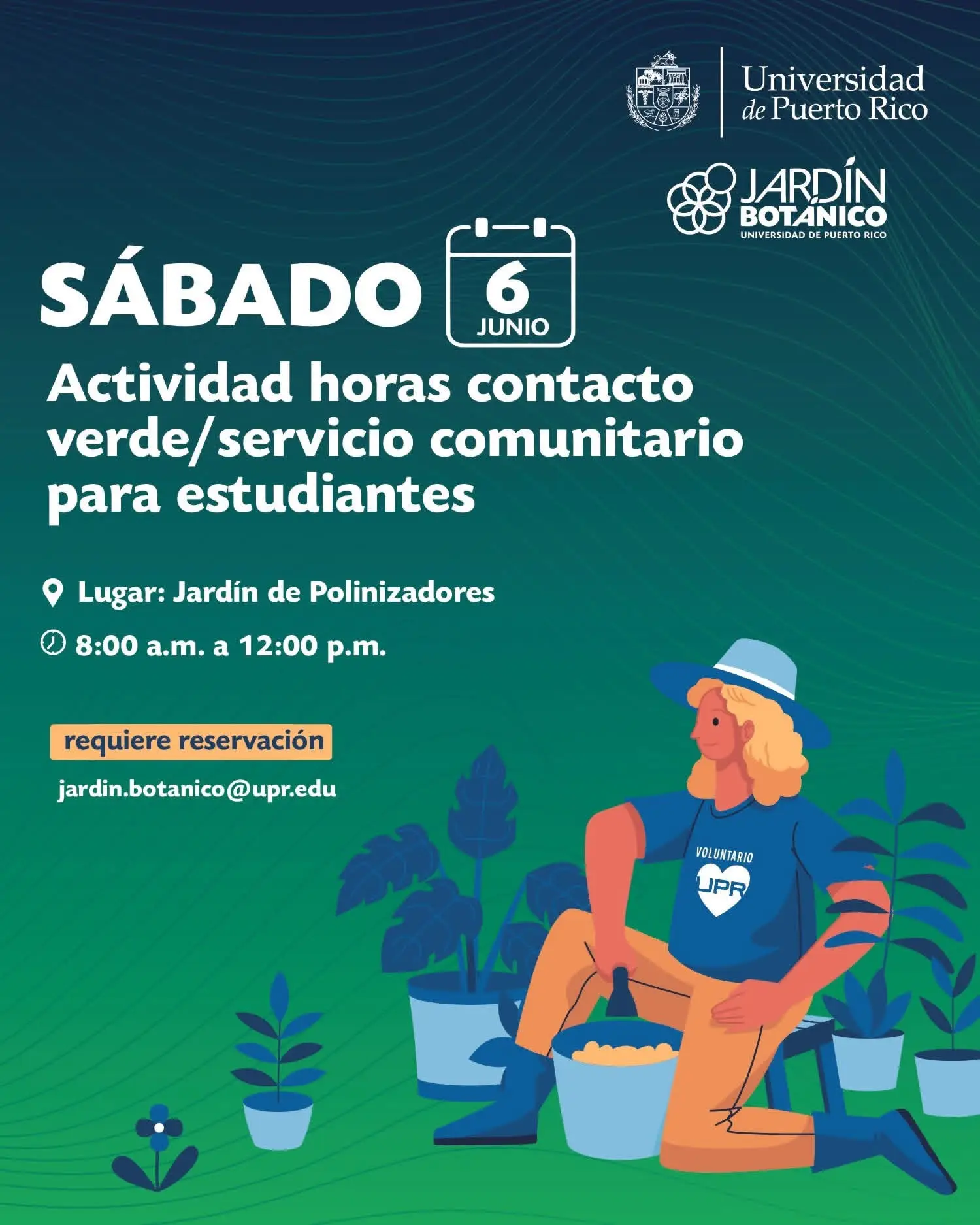 Horas Contacto Verde / Sevivio Comunitario - Fundación Ecológica Educativa: Jardín UPR