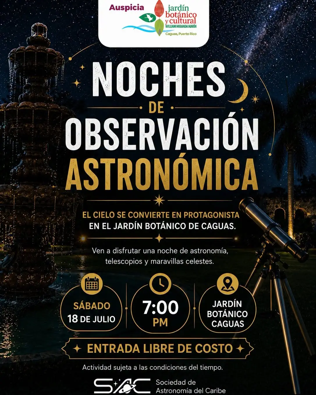 Noches de Observación - Jardín Botánico y Cultural de Caguas