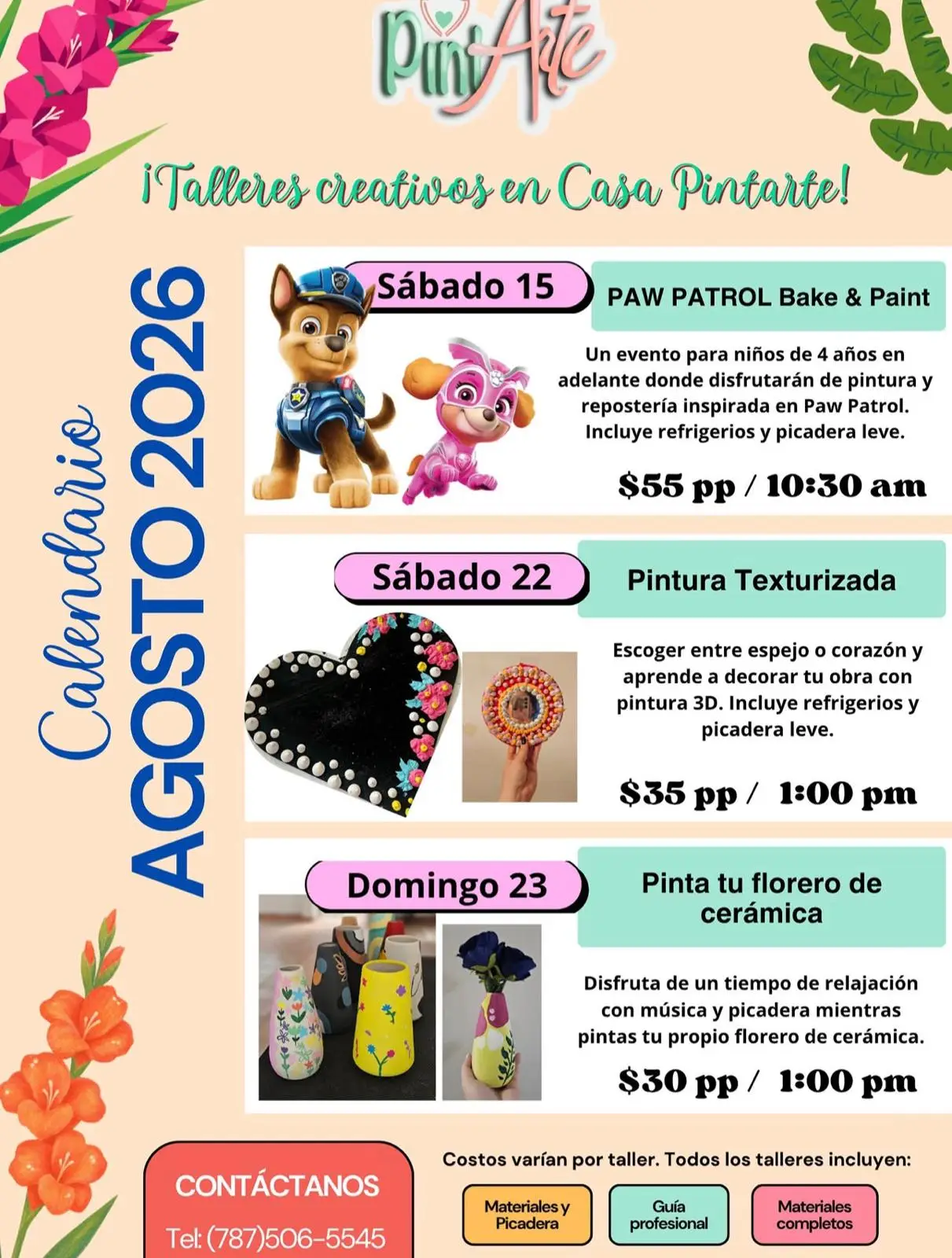 Calendario de Agosto - Pint Arte PR