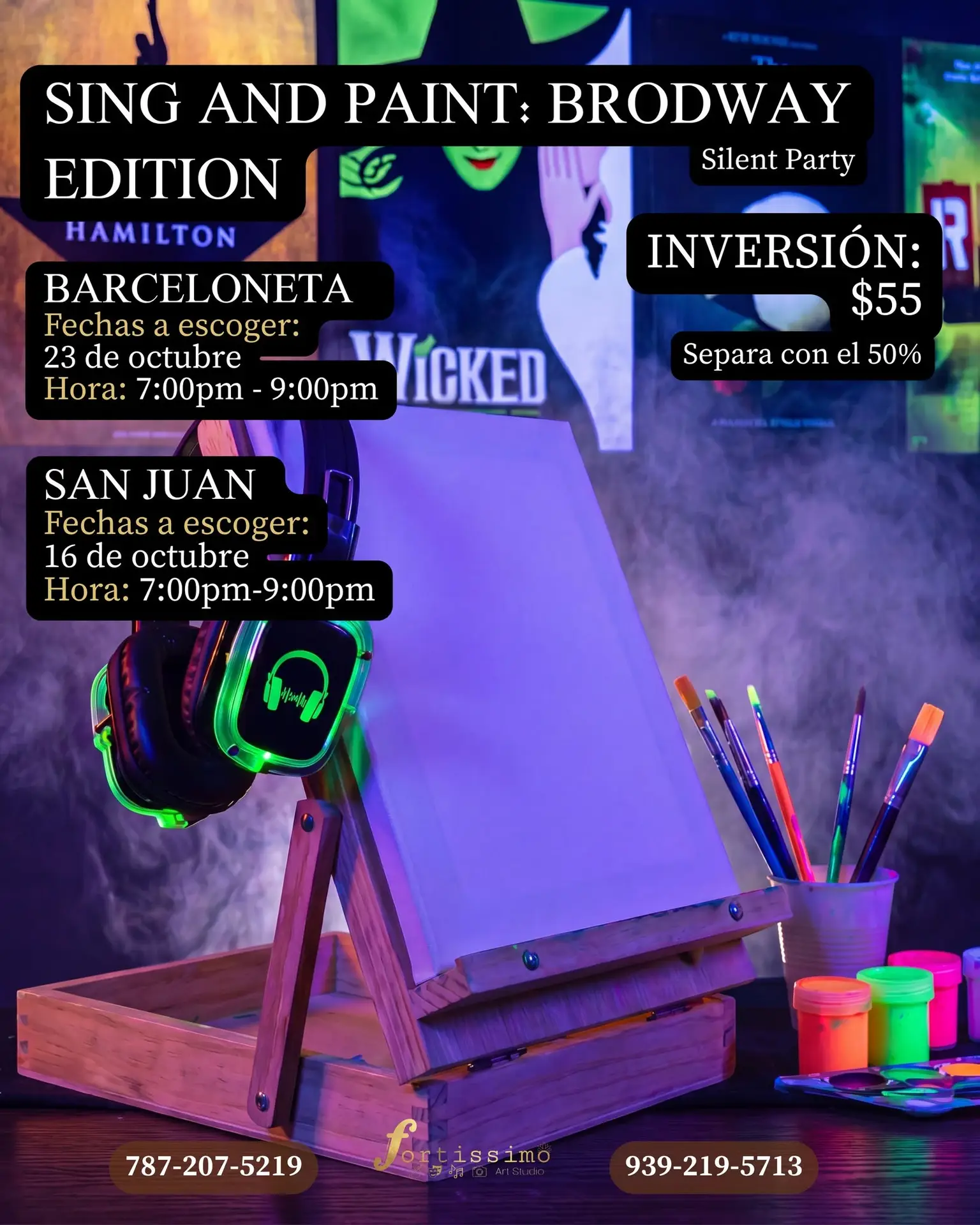Glow in the Dark Broadway Paint & Silent Sing Along - Fortissimo Art Studio