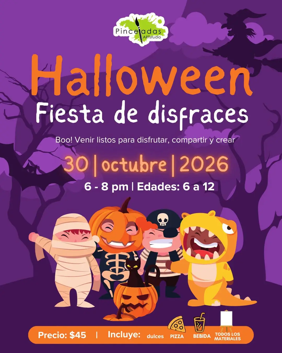 Halloween: Fiesta de Disfraces - Pinceladas Art Studio